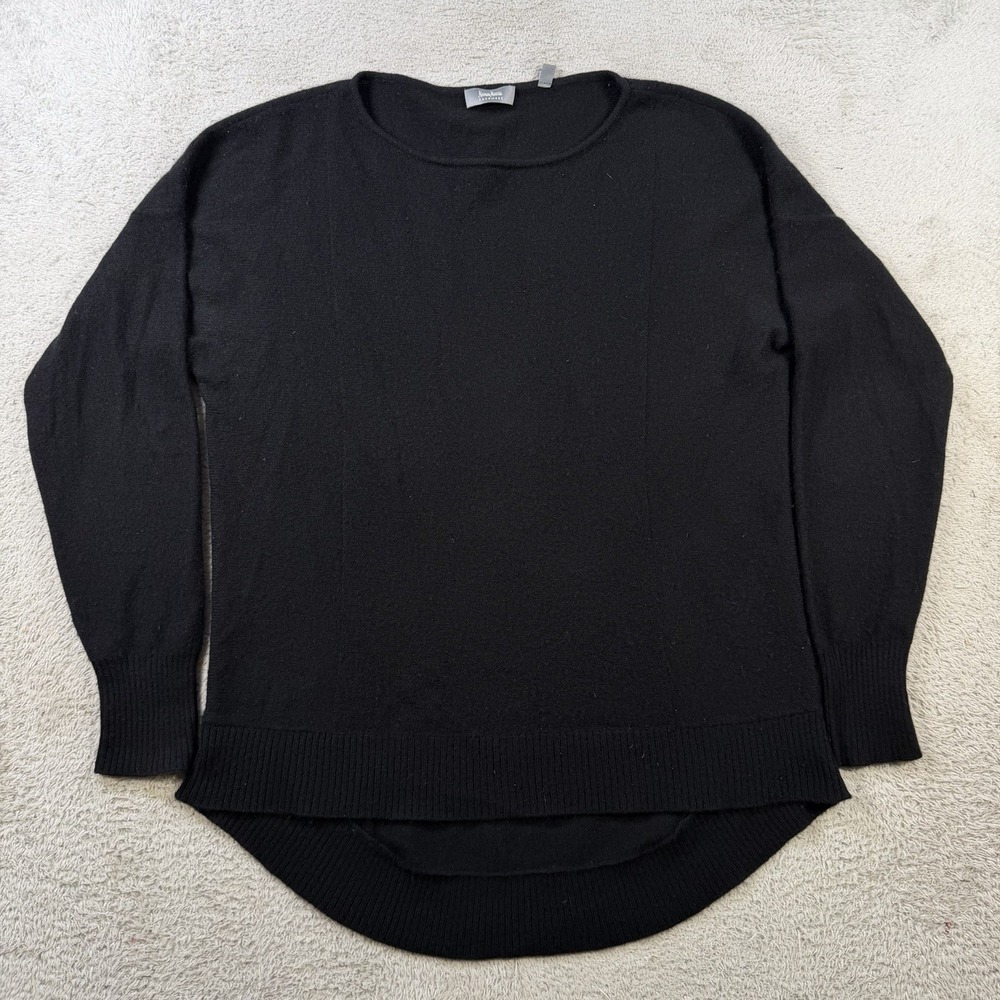 Neiman Marcus Sweater Womens Medium Black 100% Cashmere Crewneck High Low Hem